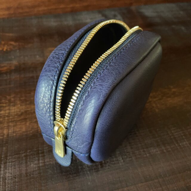 ボックス型》レザーポーチ（Navy） | iichi 日々の暮らしを心地よく