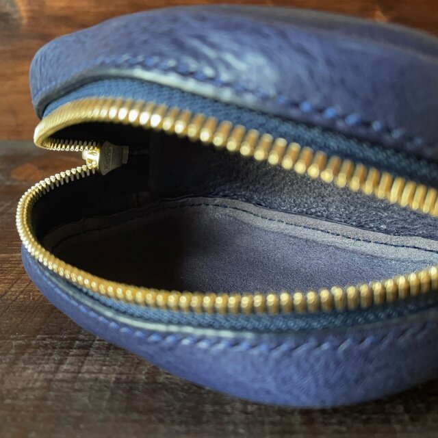ボックス型》レザーポーチ（Navy） | iichi 日々の暮らしを心地よく