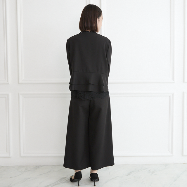 ✨丈調整できる】3サイズ ワイドパンツ フォーマル ブラック 0618BK