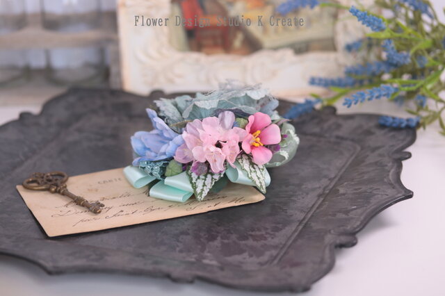 結婚式・卒業式・入学式に♡爽やかなレースローズのコサージュ 結婚式