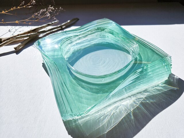 ガラス水盤　花器　花展　大きめ　白　マーブル調　花道 楽天市場】花器 水盤 ガラスの通販