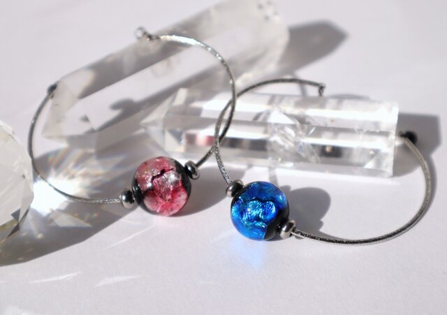 とんぼ玉 バングル ブレスレット ほたる玉 腕輪 光る ホタル ガラス