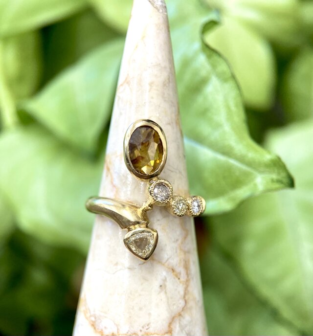 K18YGローズカットダイヤモンドリング(送料無料)