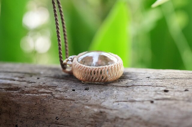 緑の小島☆クローライトインガーデンクォーツ マクラメネックレス1415