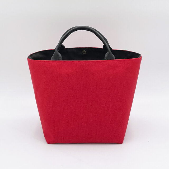 《受注制作》大人のための帆布トート【レッド×チャコールグレー】