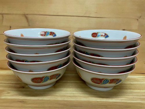 ◇中古品◇美濃焼/福＊赤絵/ラーメン鉢/10個組 1個のサイズ/口径/約