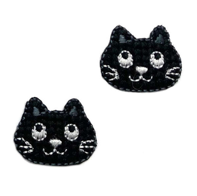 全信頼を寄せる アップリケワッペン 黒猫フェイス2枚 ねこ キャット kr-0056 ミリタリー