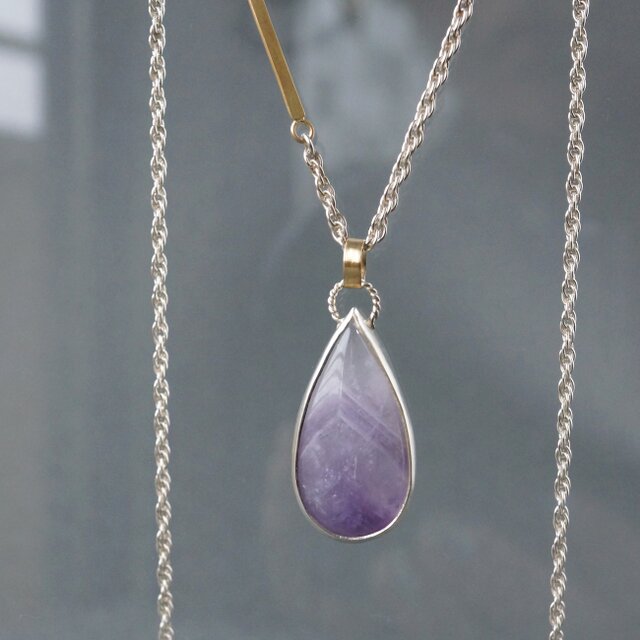 Striped Amethyst Necklace/Pear Shaped
