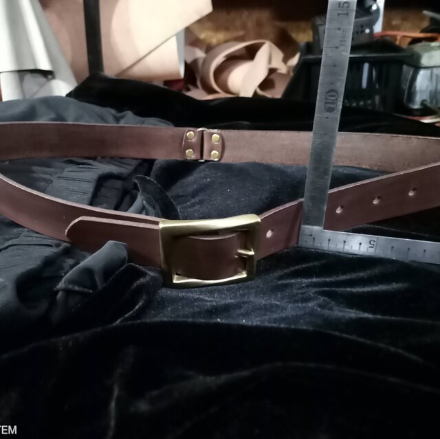 エシカルレザー ダークブラウン37mm幅 真鍮ブラスバックル本革ベルト