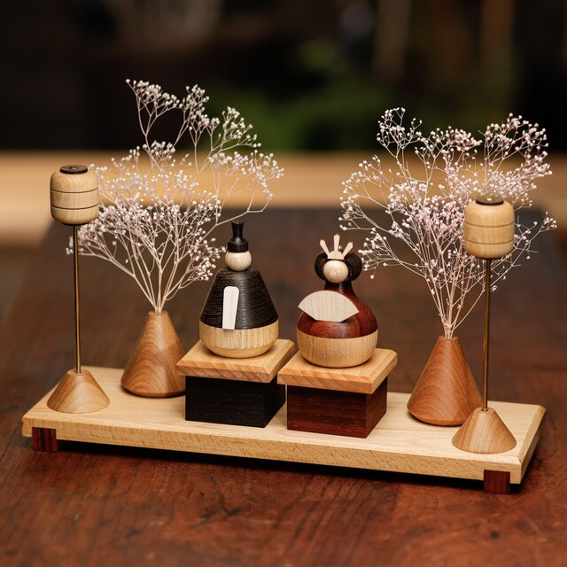 無垢材のおひな飾り ひな人形 おひなさま 内裏雛 桃の節句 木製