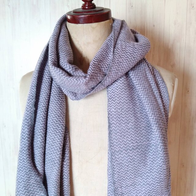 カシミヤ×シルクウール 上質マフラーストール プチ大判 手織り グレー