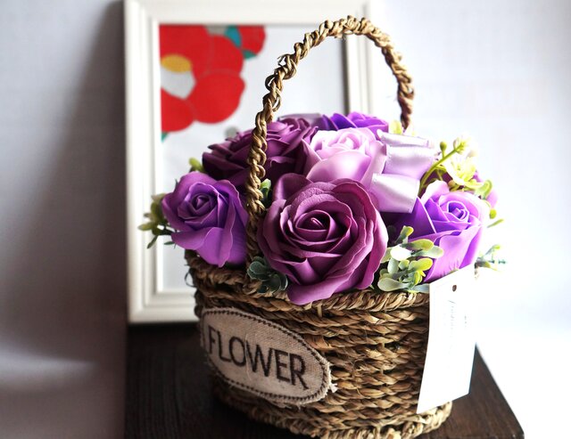 フラワーソープバスケットNo.357 ソープフラワー「バスケット」ボックスフラワーのアレンジメント