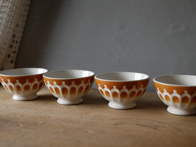 うろこ柄 ミニ カフェオレボウル フランスアンティーク ブロカントの