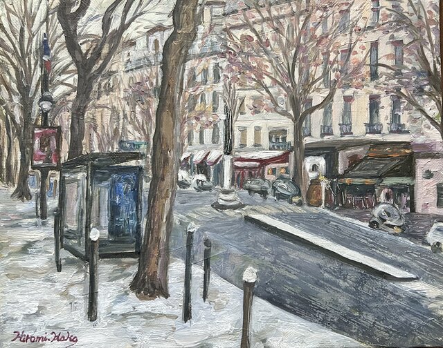雪のパリ(フランス、パリ、油絵3号、原画一点物) | iichi 日々の