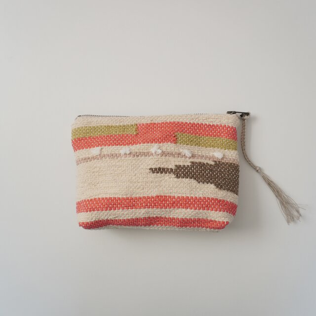 裂き織りのポーチ