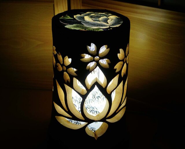 ◆全面彫◆竹灯り・竹あかり・竹灯籠　 ～～ 癒しの灯り ★華の乱★～～ 竹灯り・竹あかり・竹灯籠 全面彫～～ 癒しの灯り 華衣ライン☆墨華