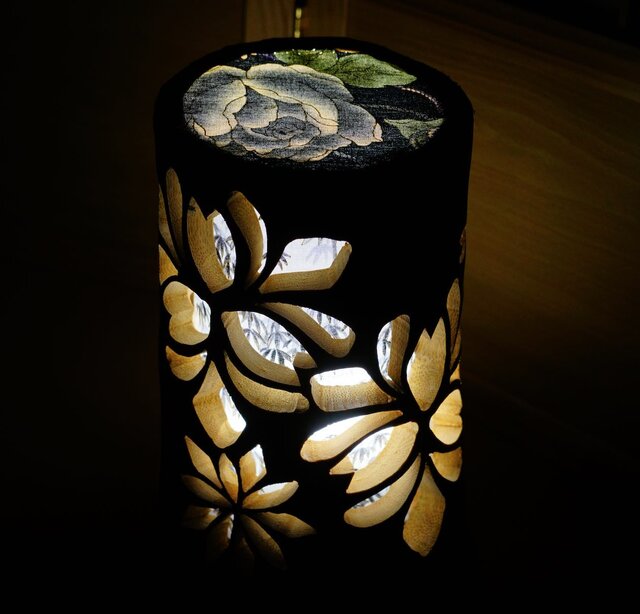 ◆全面彫◆竹灯り・竹あかり・竹灯籠　 ～～ 癒しの灯り ★華の乱★～～ 竹灯り・竹あかり・竹灯籠 全面彫～～ 癒しの灯り 華衣ライン☆墨華