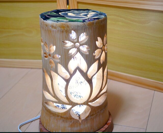 竹灯り・竹あかり・竹灯籠 全面彫～～ 癒しの灯り 華衣ライン