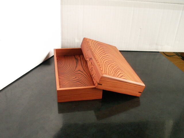 ○屋久杉 無垢 大きな筆箱 ペンケース 宝くじ箱 小物入れ 木製 K299