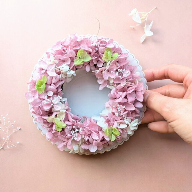 フレンチリース　ピンク 数量限定）桜色のミニリース ミスティピンク 大人ふわふわ