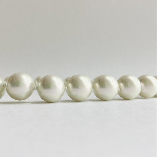 再販】ガラスパールオールノットネックレス/12mm約42cm/ホワイト