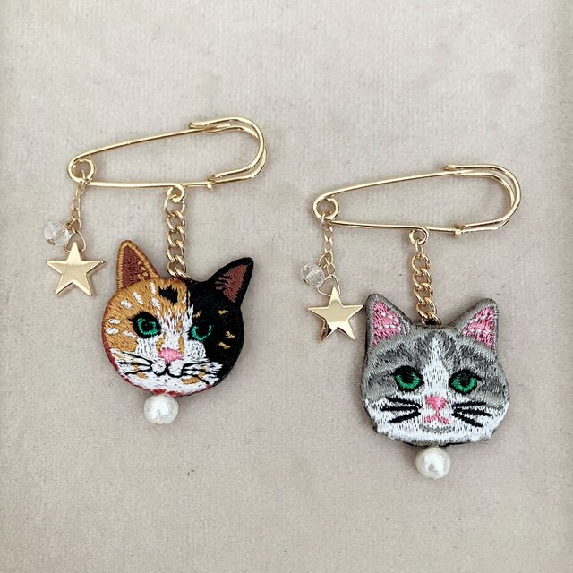 ☆ハンドメイド☆星空 猫ヘアピン - その他