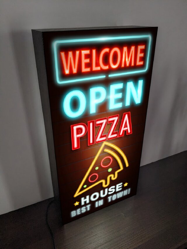 【Lサイズ】ピザ イタリアン イタリア料理 オープン 営業中 店舗 キッチンカー ランプ 照明 看板 置物 雑貨 ライトBOX