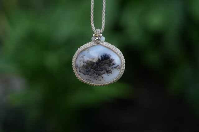 アンモライト オパール マクラメ ネックレス 水墨樹々☆デンドライトオパール マクラメネックレス1473 | iichi 日々