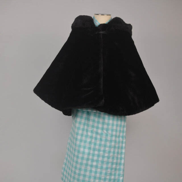 ふわふわラビットファーケープ　黒　90センチ