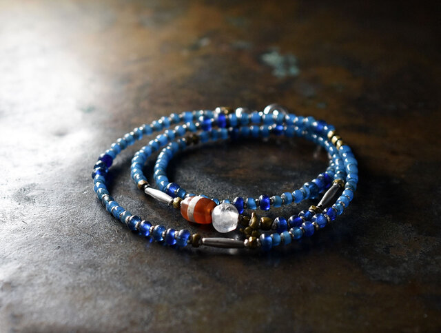 古代エッチドカーネリアンビーズ✩.*˚3点◆専用ページ◆ エッチドカーネリアンと古代水晶、oldチンシルバー＆オリッサ