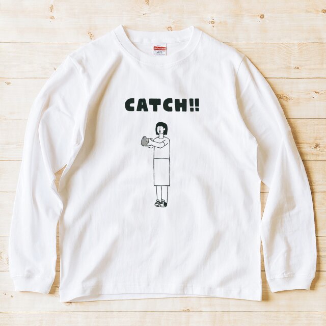 長袖 Tシャツ 『ハトキャッチ！！・女子』 男女兼用 ロンT ペア 鳥