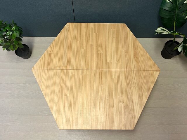 送料無料】 ローテーブル 6角形 90cm 2分割 パイン ねじ込み脚