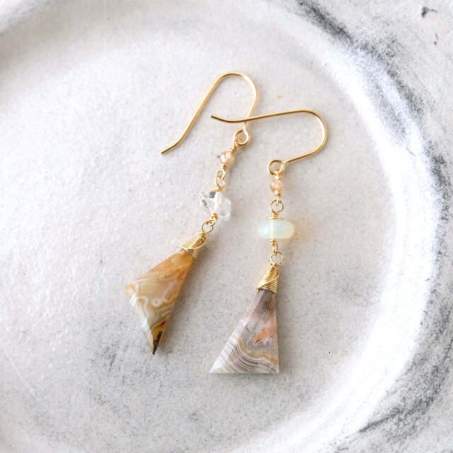 【★SALE】ラグナレースアゲートのピアスB・イヤリング変更可