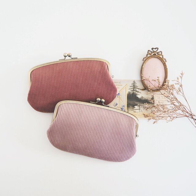 ■太うねフレンチコーデュロイの親子がま口長財布■ ticket (ftfcod-lbt)