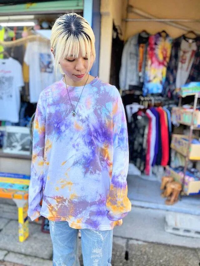 タイダイ染め ビックシルエット 長袖Ｔシャツ  Lサイズ　HIPPIES DYE HD21-19