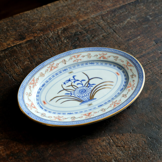 中国 景徳鎮製 恩懐作 染付青花絵皿 元箱付