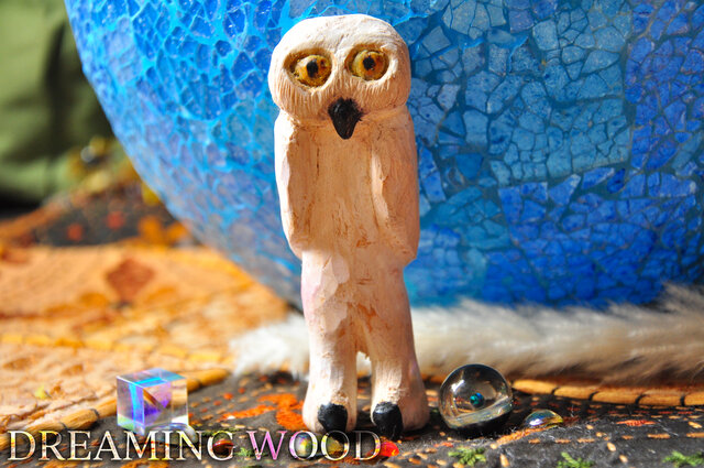 木製 提物 根付 正次(銘) 梟 ふくろう 彫刻 木彫り【MA923】 木製 提物