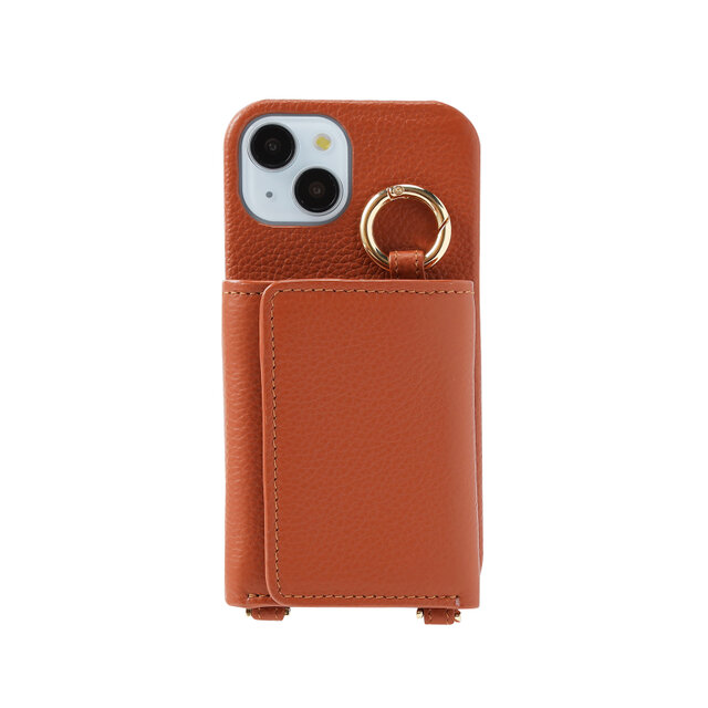 最高品質 iPhone15 本牛革 レザー カバー 財布付き ケース ブラウン 