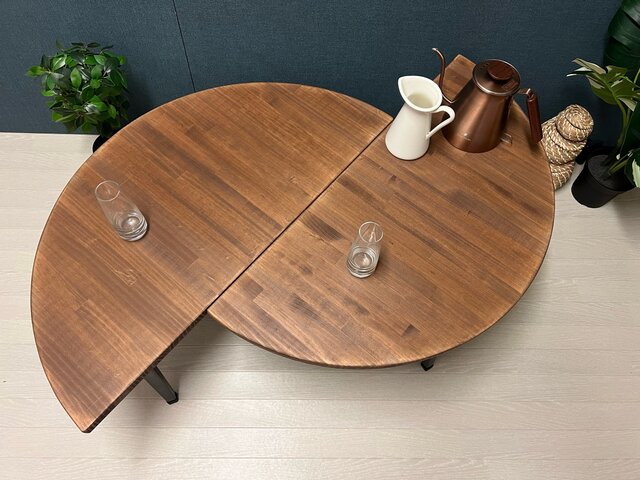 【オーダー】 ローテーブル 丸形 90cm パイン 焦茶 折りたたみ脚 オーダー】 ローテーブル 丸形 90cm パイン 焦茶 折りたたみ脚
