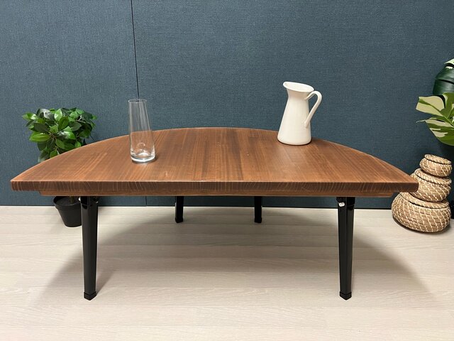 送料無料】 ローテーブル 丸形 90cm 2分割 パイン ダークウォルナット