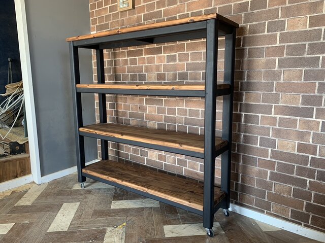 hotaru キャビネット 飾り棚 4段ラック 男前家具 キャスター付き