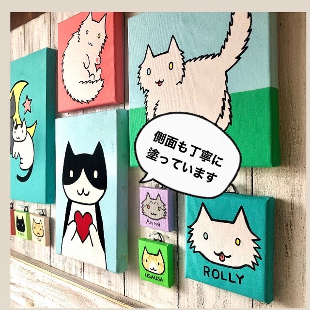 猫 ポップアート イラスト 原画 アクリル画 アート キャンバス 絵画 - 絵画