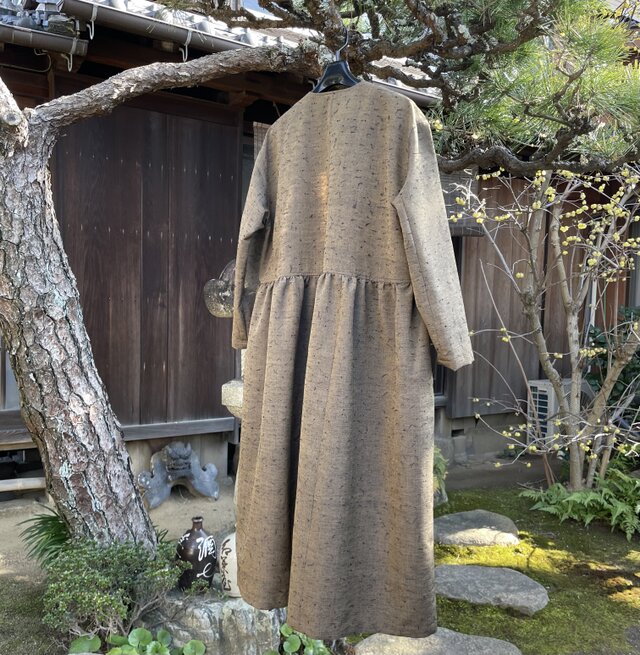 着物リメイク】絹のカシュクールワンピース/ひげ紬/ギャザー | iichi 