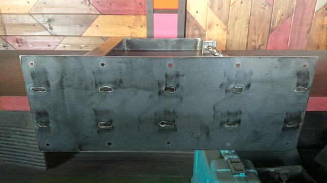 無塗装でアイアンな極太＆鉄管鉄脚♪ 50×400×650mm 呂型 2脚ver