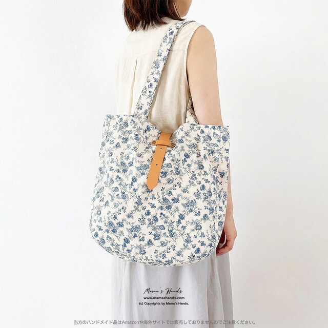 【美品】 イビザ ハンドバッグ トートバッグ A4 ネイビー 花柄モチーフ ⭐️9点売れました⭐️ おしゃれな 小花 生成り ネイビー 紺色