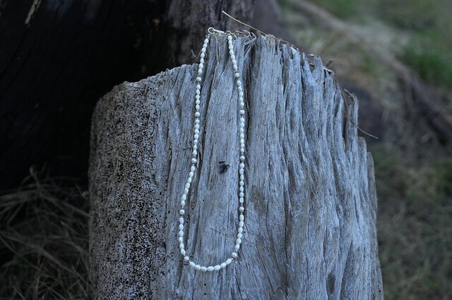 真珠とムーンストーン Sv.92.5 真珠パール ネックレス1485 ハンドメイド