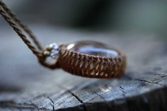 静かな水晶☆ルチルインガーデンクォーツ マクラメネックレス1486