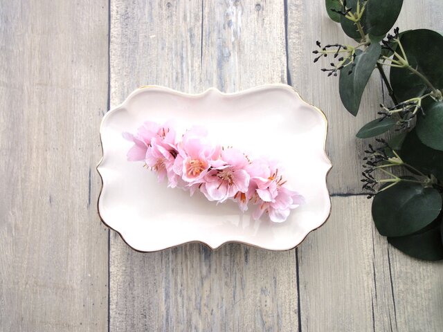 にょろりさま売約済バレッタ〈Bouquet・グレイッシュピンクな八重の桜・盛り〉 にょろりさま売約済バレッタ〈Bouquet・グレイッシュピンクな八重の桜