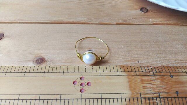 パールリング　指輪　淡水真珠　ダブルパール　ハンドメイド　ワイヤーリング　新品 送料無料 ダブル パール リング 指輪 フリーサイズ 可愛い