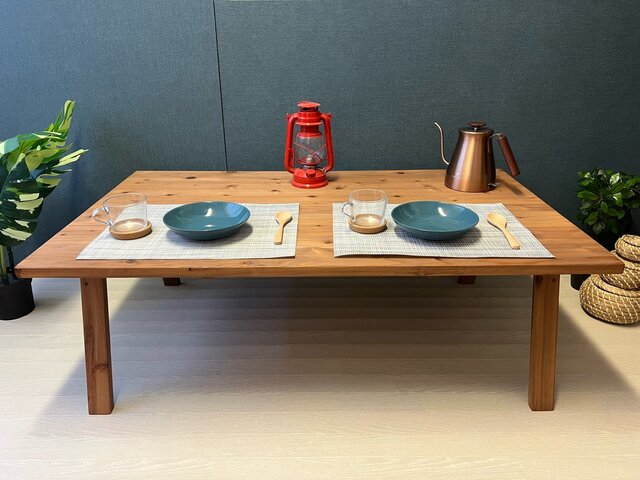 【オーダー】 ローテーブル 長方形 140cm 80cm 杉 折畳み脚 木組 角 オーダー】 ローテーブル 長方形 140cm 80cm 杉 折畳み脚 木組 角